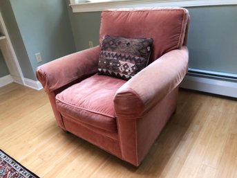 Crate And Barrel Red Velvet-like Polyester Arm Chair