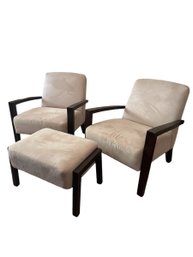 (2) Sitcom Furniture Accent Chairs And Ottoman (O)