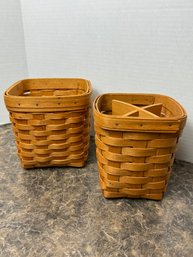 Pair Of Vintage Longaberger Handwoven Baskets Made In USA