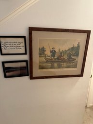 Fishing Print 'Catching A Trout' And Two Small Add Wall Art