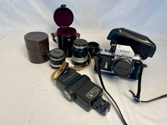 Nikon F Film Camera & Lenses, Vivitar Photoflash