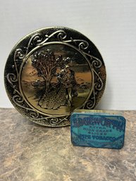 Antique Tobacco Tin & Silver Colonial Tin