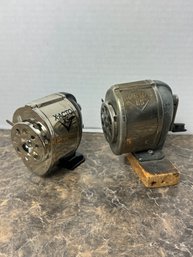 Pair Of Heavy Duty Metal Pencil Sharpeners X-acto & Boston Brand