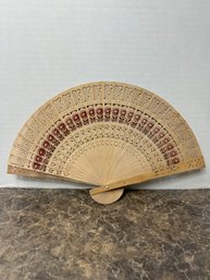 Myanmar Wooden Floral Fan