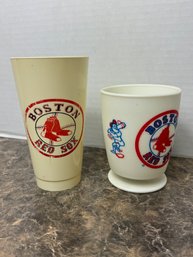 Pair Of Vintage Boston Red Sox Fenway Park Souvenir Plastic Cups