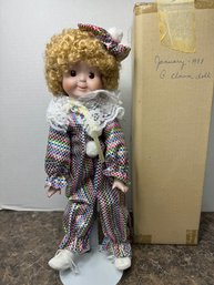 1980s Sparkling Stylish Clown Doll With Stand