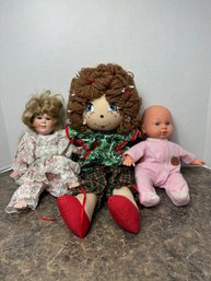 Collection Of Vintage Baby Dolls Porcelain, Plush & Rubber