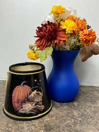 Festive Fall Flowers & Pumpkin Harvest Lampshade