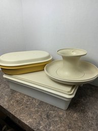 Vintage Tupperware Containers & Chip Dip Serving Tray