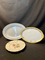 2 Oval Serving Dishes, Decorative Plate