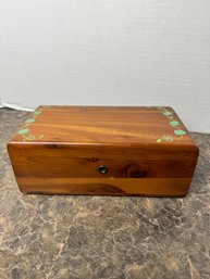 Lane Golden Birch Company Boston Massachusetts Handpainted Floral Hinged Wooden Box