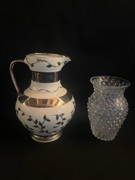 Pitcher & Hob Nail Vase