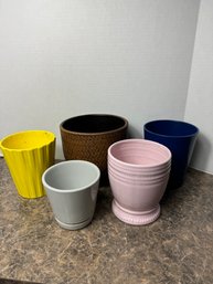 Five Multi Color Textured Plant Pots