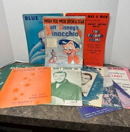 Vintage Movie Sheet Music 10 Books Including Pinocchio, Bing Crosby Etc