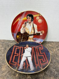 Pair Of 1980s Elvis Presley Collectors Plates - Lonesome Tonight & Dont Be Cruel