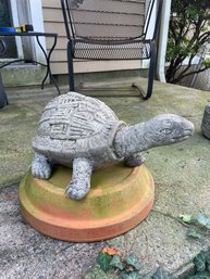 Cement Turtle, Clay Pot/saucer