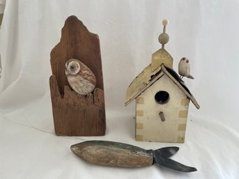 Sally Scott Wall Art, Wooden Fish, Birdhouse