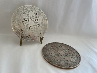 Sterling & Glass Trivets (2)