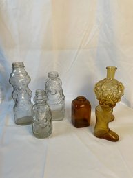 6 Vintage Glass Bottles