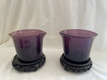 Amethyst Vases & Wooden Stands