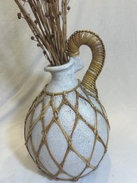 White Pottery Jug With Wicker