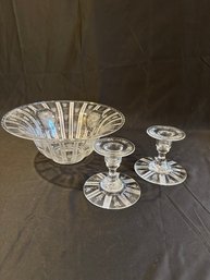 Hawkes Center Piece And 2 Candlesticks