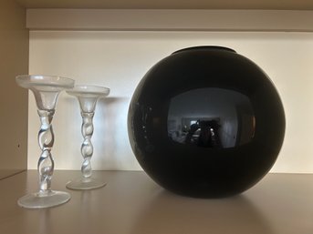 Globe Vase With Candle Sticks