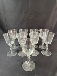 Set Of 8 Cordials & 1 Vtg Libbey Old Crow Whiskey Glass