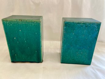 Chinese Ceramic Glazed Square Vases   (L)