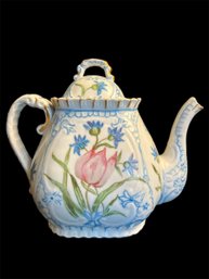 Hand Painted French Floral Teapot, Porcelain, Vintage