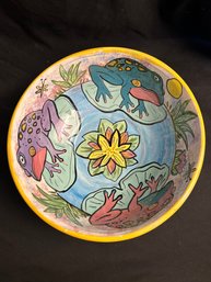 Frog Decorative Bowl, Handpainted & Signed, Carmel 92