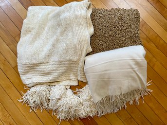 Lot Of 3 Throw Blankets, 1 Cashmere