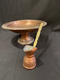 Coffee Pour And Copper Footed Turkish Bowl