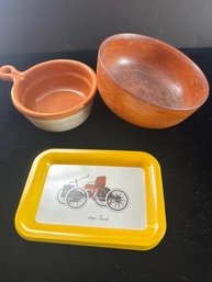 Two Bowls, 3 Metal Trays