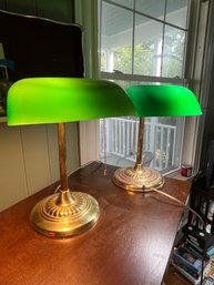 Identical Green Shaded Lamps (D)