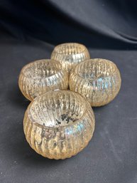 Gold Toned Speckled Tea Light Holders (4)