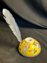 Original Aerozon Germany Inkwell With Silver Decorative Quill