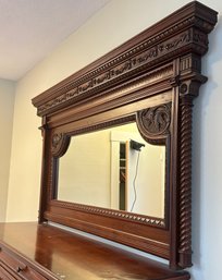 Hand Carved Mirror With Cornice Top