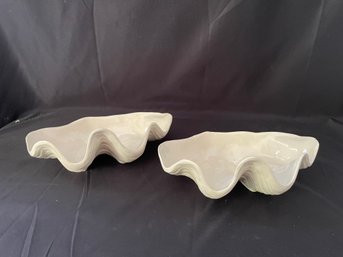 Two 9 1/2 Ceramic Clam Bowls (DR)