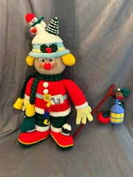 Knitted Stuffy, Fishing On Christmas Clown