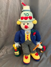 Knitted Stuffy, Happy 70th Birthday Clown