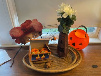 Halloween Items, Basket, Fan, Mask, Candlesticks  (LV)