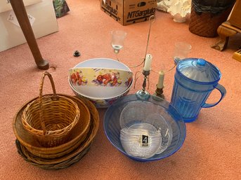 Plastic Serving, Baskets, Candles      (DR)