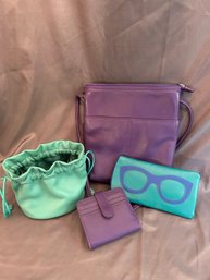 Teal & Purple Bag Set, NY Leather (4)