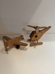 Wood Airplane And Helicopter