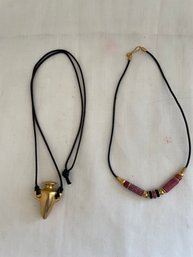 Gilded Vessel Necklace, Stone & Gilt Necklace    (Lc)