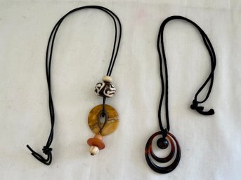 Stone Necklace, Tortoise Shell Colored Necklace   (Lc)