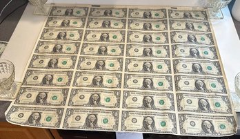 Sheet Of Uncut Dollars Bills