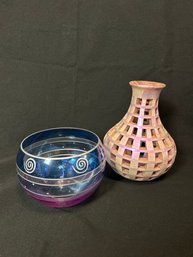 Bruce Abbott Decorative Vase And Bowl By Unnamed Artist