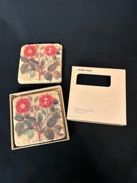Floral Coasters, 2 In Set, Stone Art